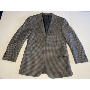 Hickey Freeman Beacon Sport Coat 42R Worsted Wool Cashmere Blend Check Pattern